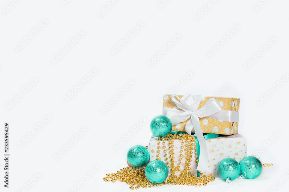 Christmas gift boxes on white background. Xmas. family holiday concept. Merry Christmas and Happy Holidays. Christmas gift boxes on white background. Xmas. family holiday concept. Merry Christmas and Happy Holidays.