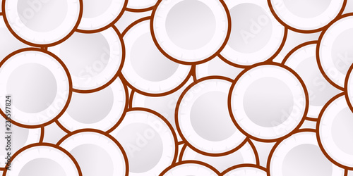 Seamless coconut vector pattern. Minimalistic food background. Vitamins repeatable texture.
