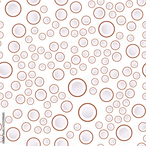 Seamless coconut vector pattern. Minimalistic food background. Vitamins repeatable texture.