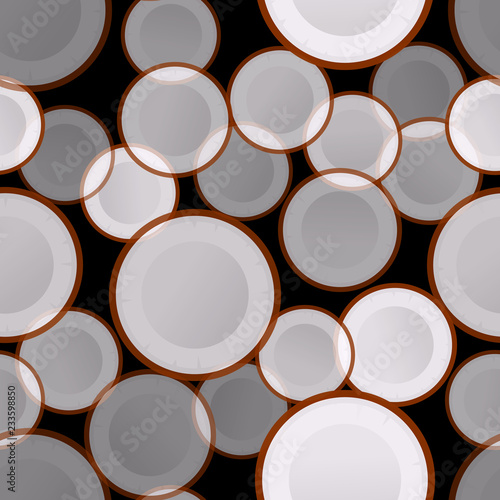 Seamless coconut vector pattern. Minimalistic food background. Vitamins repeatable texture.
