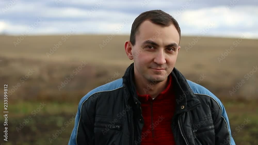Young handsome man say no by shaking his head, outdoor Young handsome man say no by shaking his head, outdoor