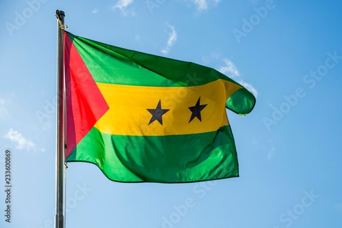 Waving flag of Sao Tome and Principe, Sao Tome and Principe, Africa
