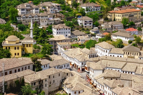 Qafa e Pazarit bazaar district, Old Town, Gjirokastra, Gjirokaster, Albania, Europe photo