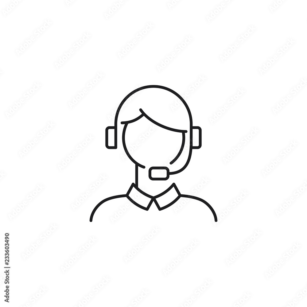 female customer support line icon on white background female customer support line icon on white background