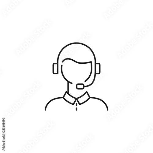 male customer support line icon on white background