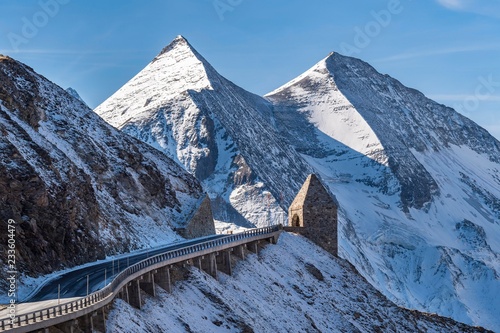 Winter Grossglockner High Alpine Road with Fuschertorl, Brennkogel, Hohe Tauern National Park, Salzburg, Austria, Europe photo