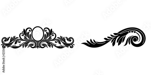 Set of vintage baroque ornament, corner. Retro pattern antique style acanthus.