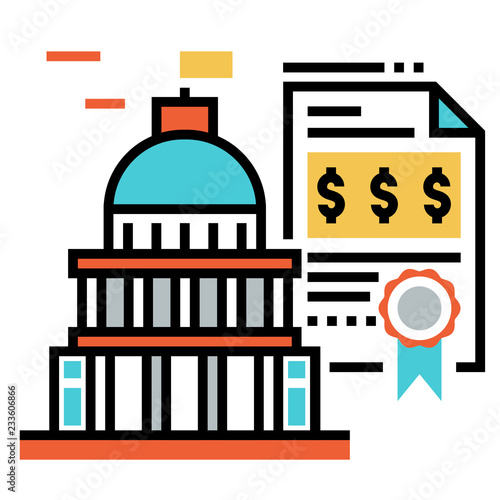 Government bond FlatOutline illustration