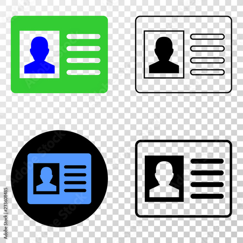 User card EPS vector pictogram with contour, black and colored versions. Illustration style is flat iconic symbol on chess transparent background.