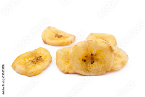  Dried sliced banana isolated on white background