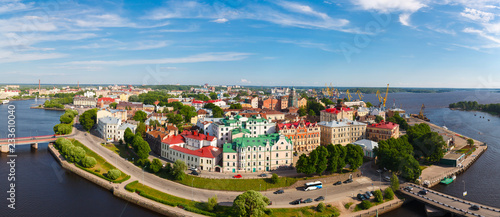 Panoramic views from height of Vyborg fortress, Saint-Petersburg, Russia.
