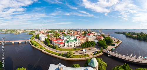 Panoramic views from height of Vyborg fortress, Saint-Petersburg, Russia.