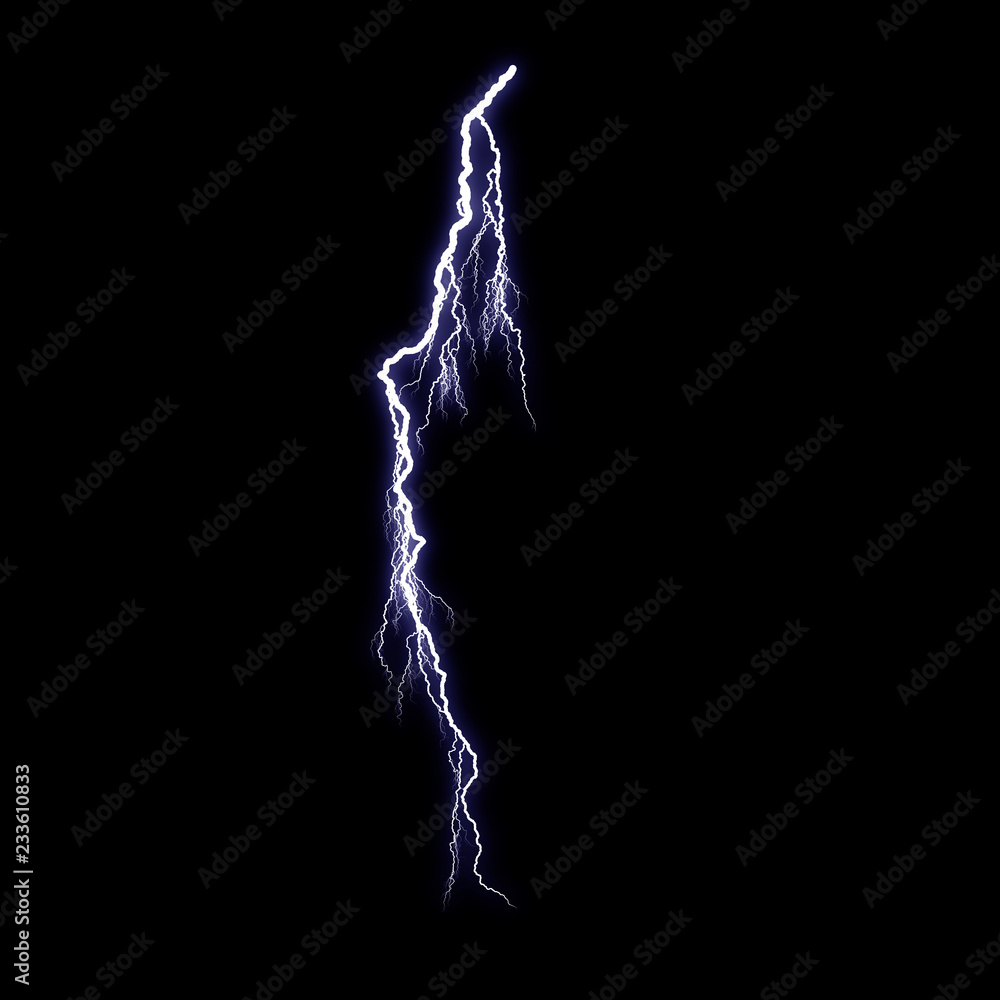 Isolated realistic electrical lightning strike visual effect on black night background. Energy change. Isolated realistic electrical lightning strike visual effect on black night background. Energy change.