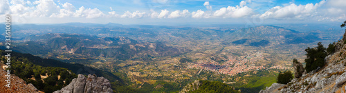 panoramic view from the mountains on the island of Sardinia in clear weather, Monte Corrasi, Italy