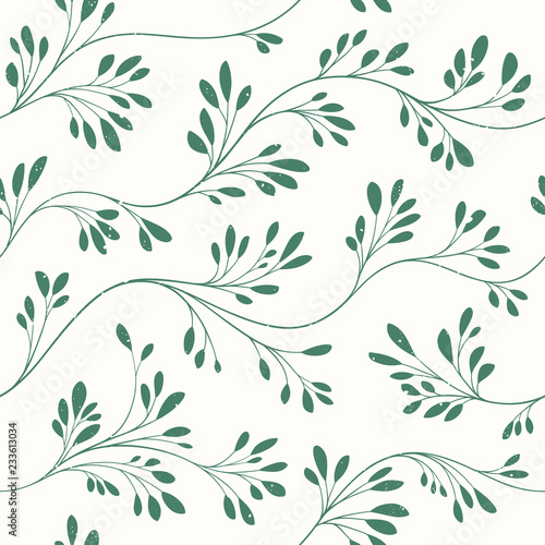 Christmas Hand Drawn Seamless Vector Pattern with Elegant Intertwined Twigs