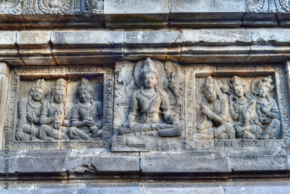Relief panel of Prambanan Temple,Central Java,Indonesia,Asia