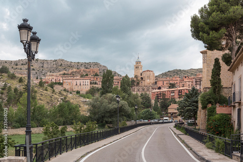 View of Albarracín from the access road to the town, Teruel, Aragón, Spain photo