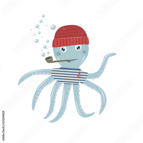 Octopus sailor cartoon
