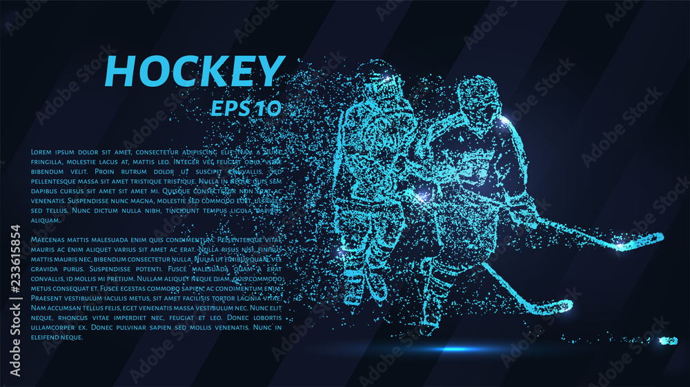 Fototapeta premium Hockey of blue glowing dots. Hockey vector illustration.