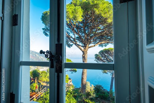 View from window on villa Rufolo  Ravello  Amalfi Coast  Italy