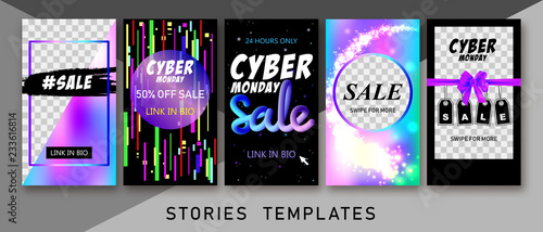 Cyber monday sale instagram stories templates. Instagram Cyber monday backgrounds. These instagram templates are ideal for fashion, lifestyle and travelling bloggers, boutiques' owners, photographers