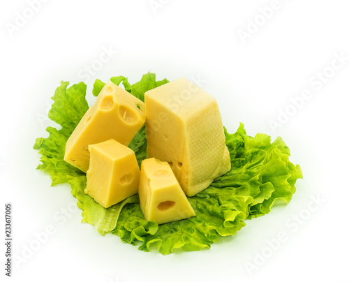 classic cheese on lettuce; isolated