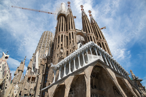 The Cathedral of La Sagrada Familia by the architect Antonio Gaudi, Catalonia, Barcelona Spain - May 15, 2018.