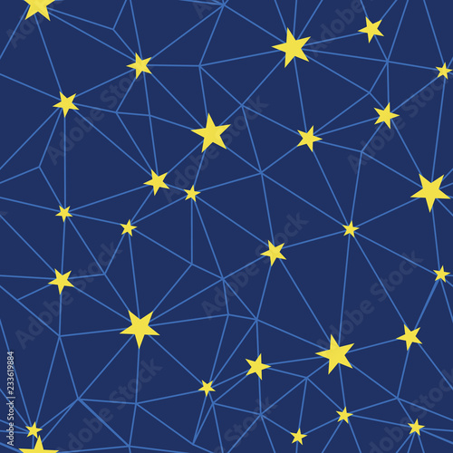 Stars network navy vector seamless pattern. Great for space inspired wallpape...