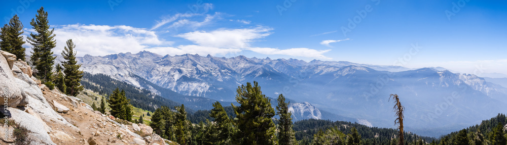 Landscape in Sierra Nevada mountains as seen from the trail to Alta Peak, Sequoia National Park, California Landscape in Sierra Nevada mountains as seen from the trail to Alta Peak, Sequoia National Park, California