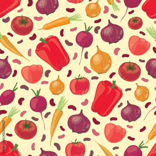 Seamless vector pattern with vegetables