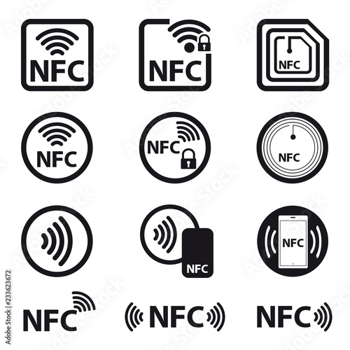 NFC Technology - Icon Set - Vector Illustration - Isolated On White Background