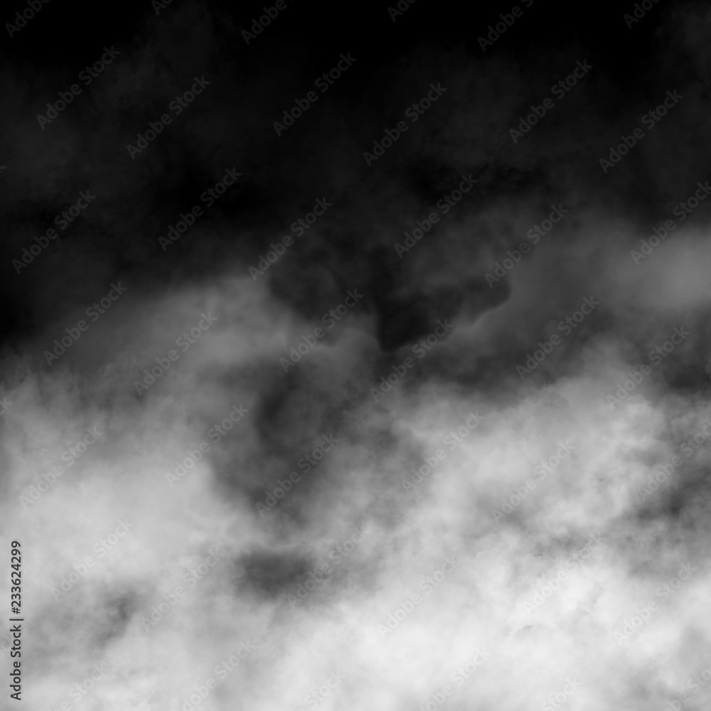 Fototapeta premium White fog and mist effect on black stage studio showcase room background.