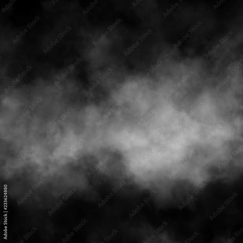 Fototapeta premium White fog and mist effect on black stage studio showcase room background.