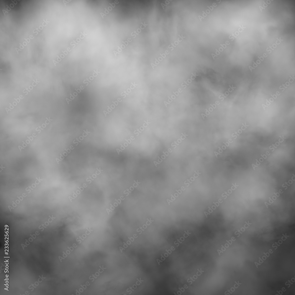 Fototapeta premium White fog and mist effect on black stage studio showcase room background.