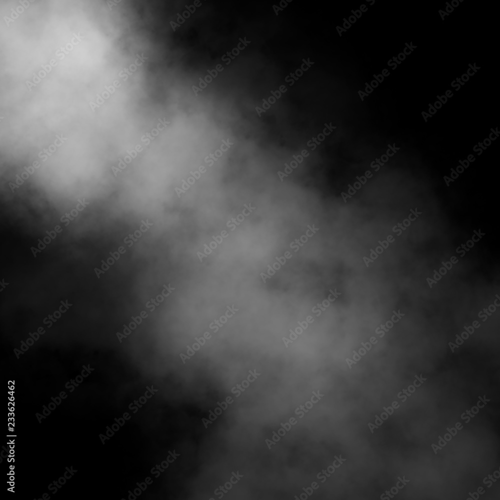 Fototapeta White fog and mist effect on black stage studio showcase room background.