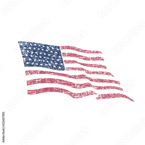 American flag in grunge style .