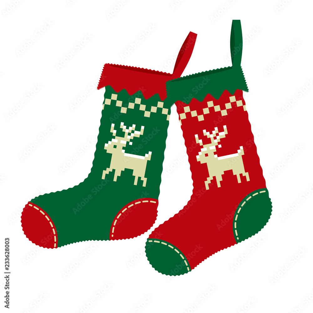クリスマスのイメージの靴下 トナカイのイラスト クリスマスプレゼント Christmas Socks Stock Vector Adobe Stock
