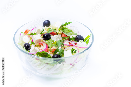 Salad with olives and tofu. Vegetarian Salad. photo