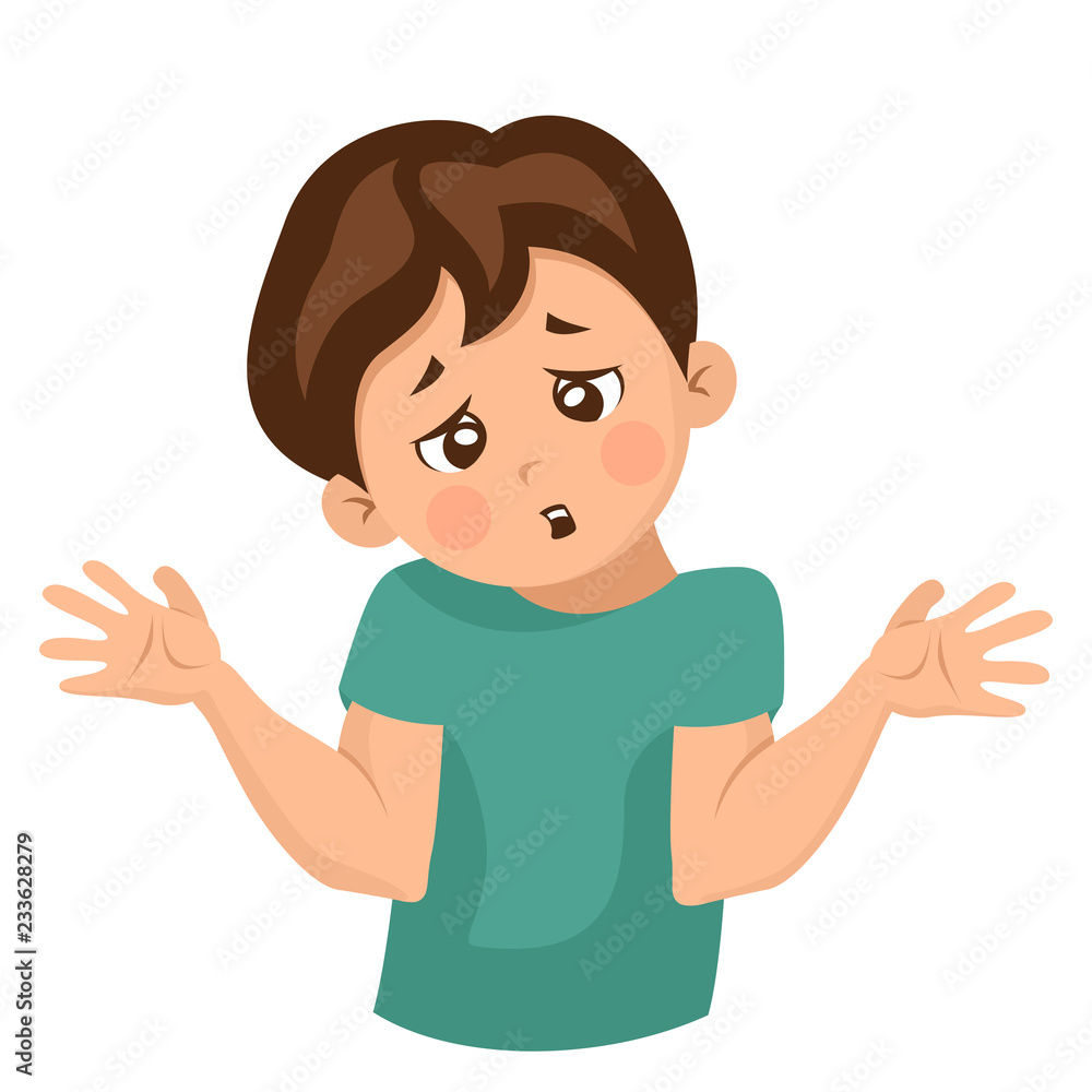 The boy thinks doubts. Emotion illustration. The boy thinks doubts. Emotion illustration.