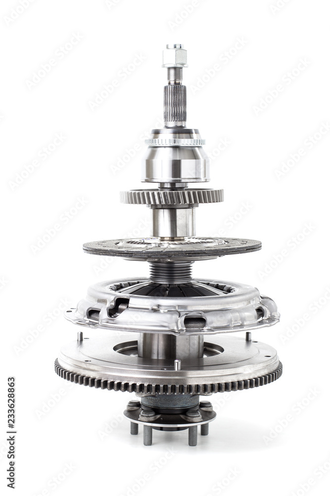 Abstract christmas tree of car parts on a white background. Decorated Abstract christmas tree of car parts on a white background. Decorated