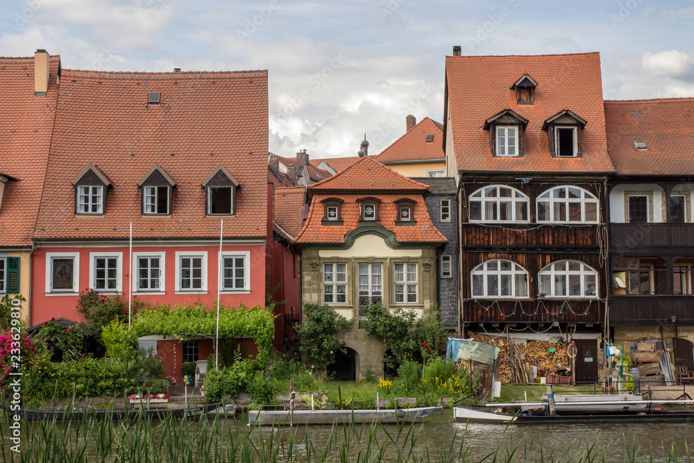 Row of houses in Small Venice area, Bamberg, Germany