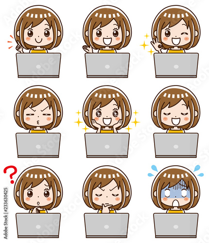 女性　パソコン　セット