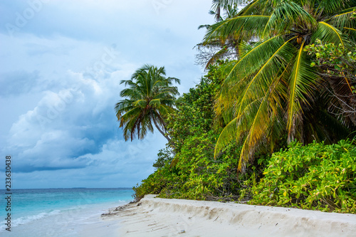 Stunning tropical beach with white sand in the Maldives. a great place to dive into meditation and Nirvana