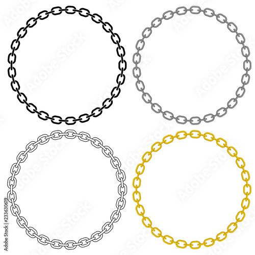 Metal Chain Link Circle Vector Illustration