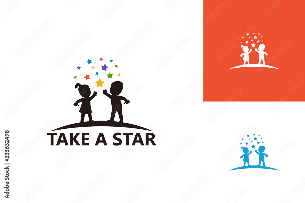 Kids Take a Star Logo Template Design Vector, Emblem, Design Concept, Creative Symbol, Icon