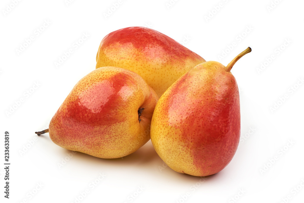 Ripe Fresh Juicy Pears, isolated on a white background. Close-up. Ripe Fresh Juicy Pears, isolated on a white background. Close-up.