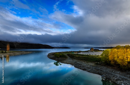 lake and blue cloudy sky