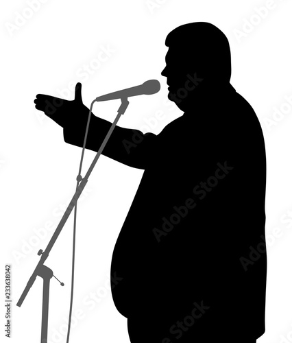 Public speaking. Motivational speech. Businessman speaker presenter politician or lecturer. 