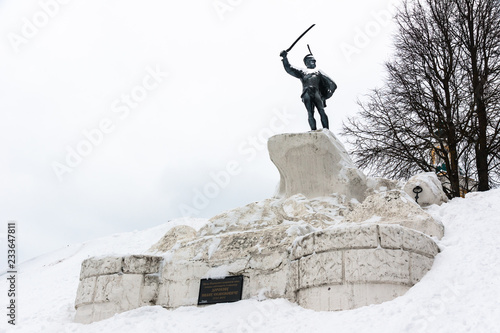 Monument to Chief of Izyumsky hussar regiment, general and cavalier Dorokhov Ivan Semenovich (1762-1815), Vereya town,  Naro-Fominsky District, Moscow Oblast,  Russia photo