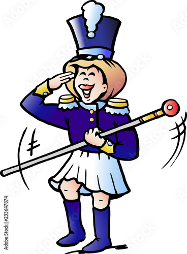 Vector Cartoon illustration of a Girl Tamburmajor